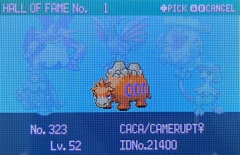 CACA the Camerupt in the Hall of Fame, pre-deletion.